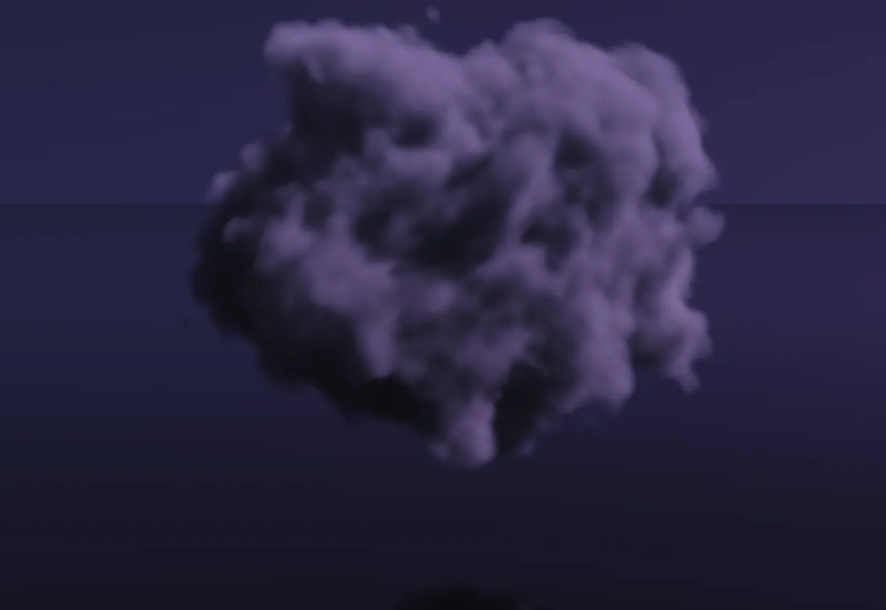 The same cloud in a blue night, violet against a dark sky