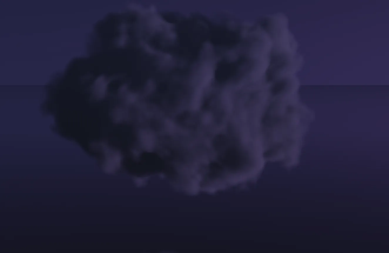 A dark storm cloud, almost swallowed by the sky behind it