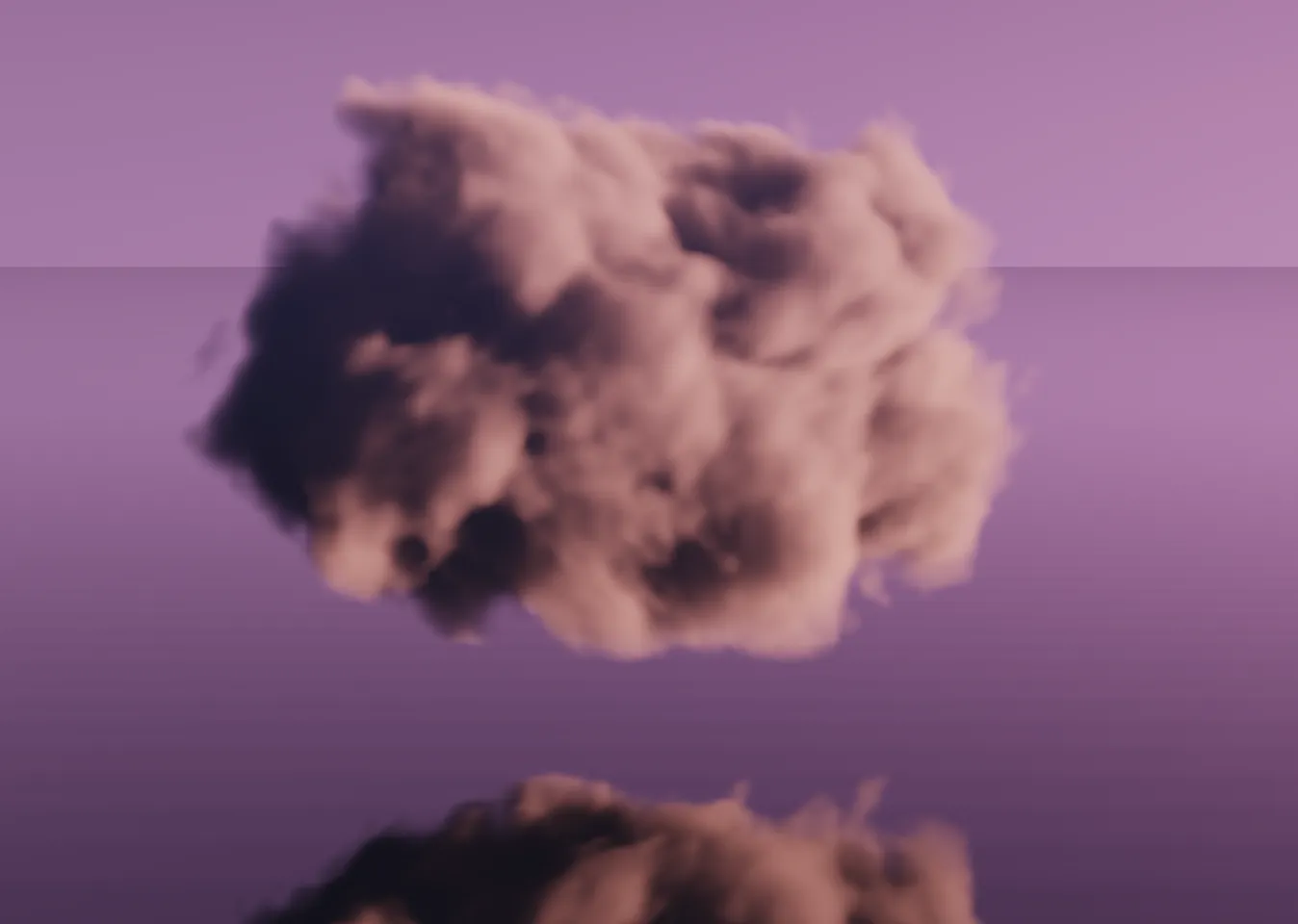 A cloud in the golden hour, pink light on one side, shadow on the other