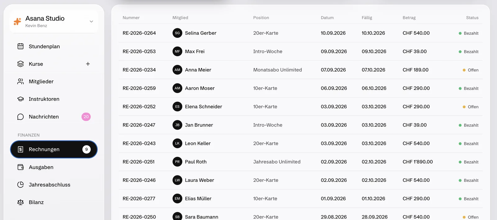 Invoices with product