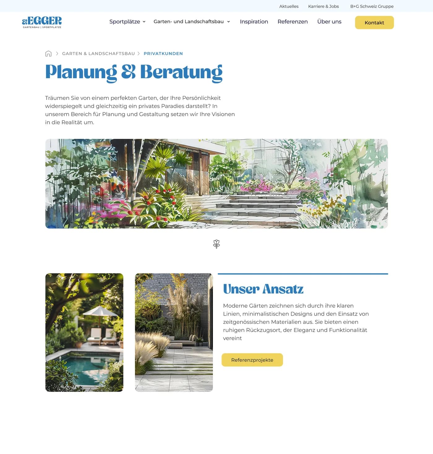 A sub-page for private clients