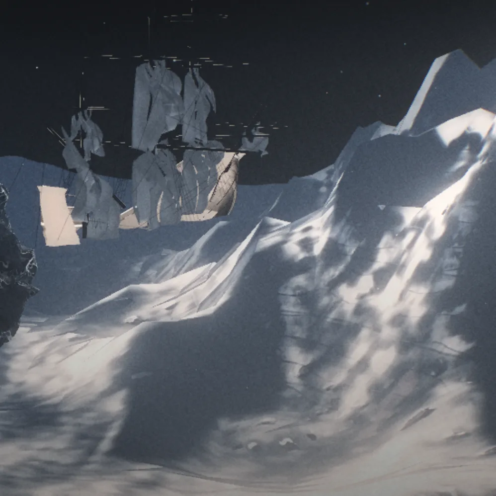 Close render of the icy terrain
