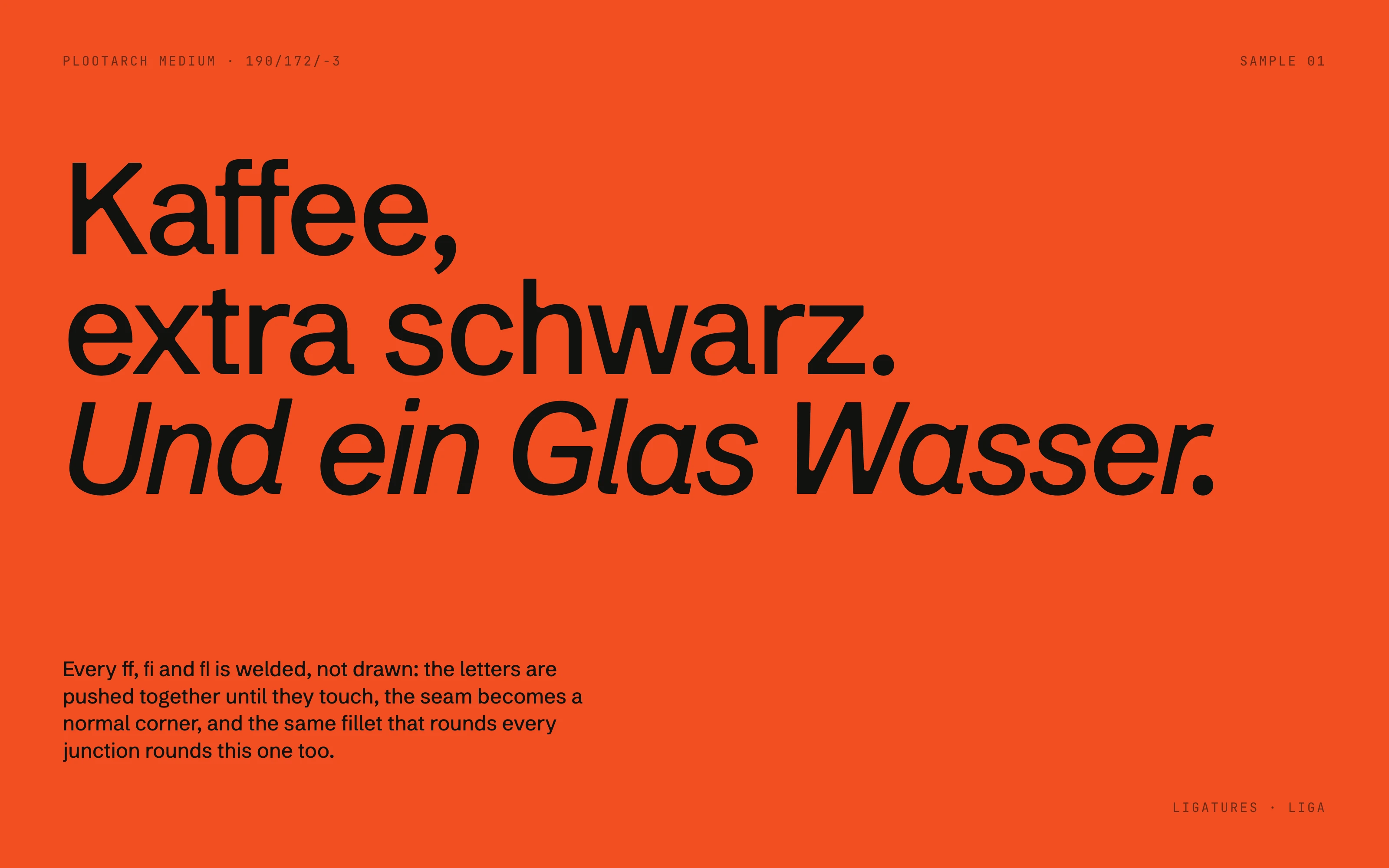 Kaffee, extra schwarz set in Plootarch on orange