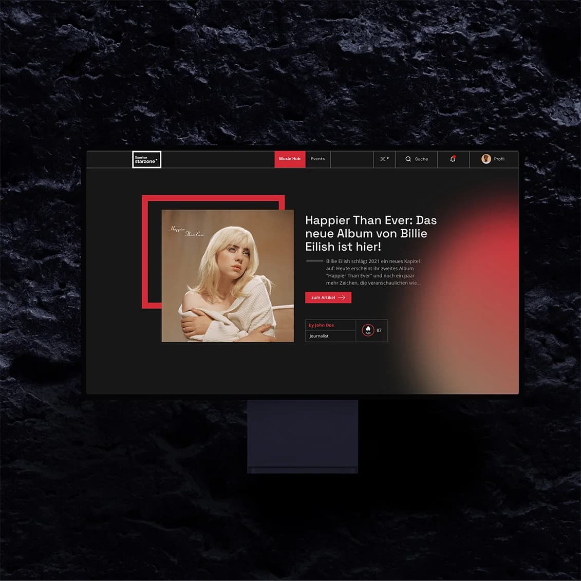 Starzone homepage on desktop